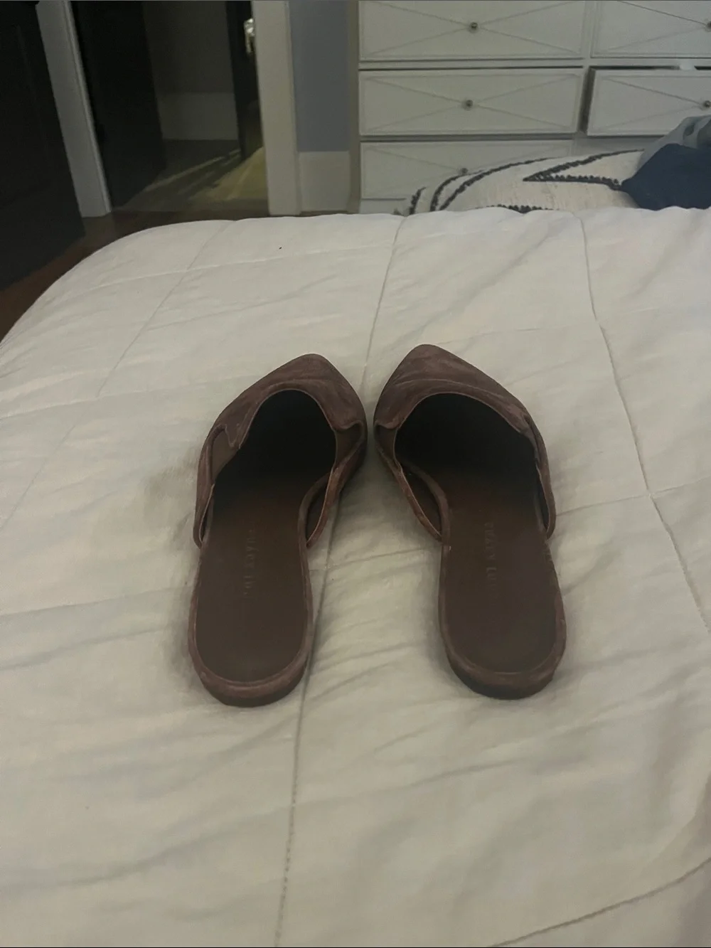 Jenni Kayne Brown Suede Pointed Toe Loafer Mules